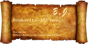 Boskovitz János névjegykártya